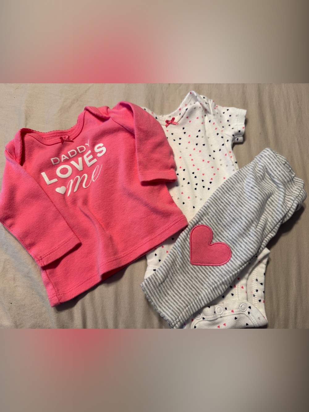 Carters Girls Pink "Daddy Loves Me" Pajama Set- Newborn